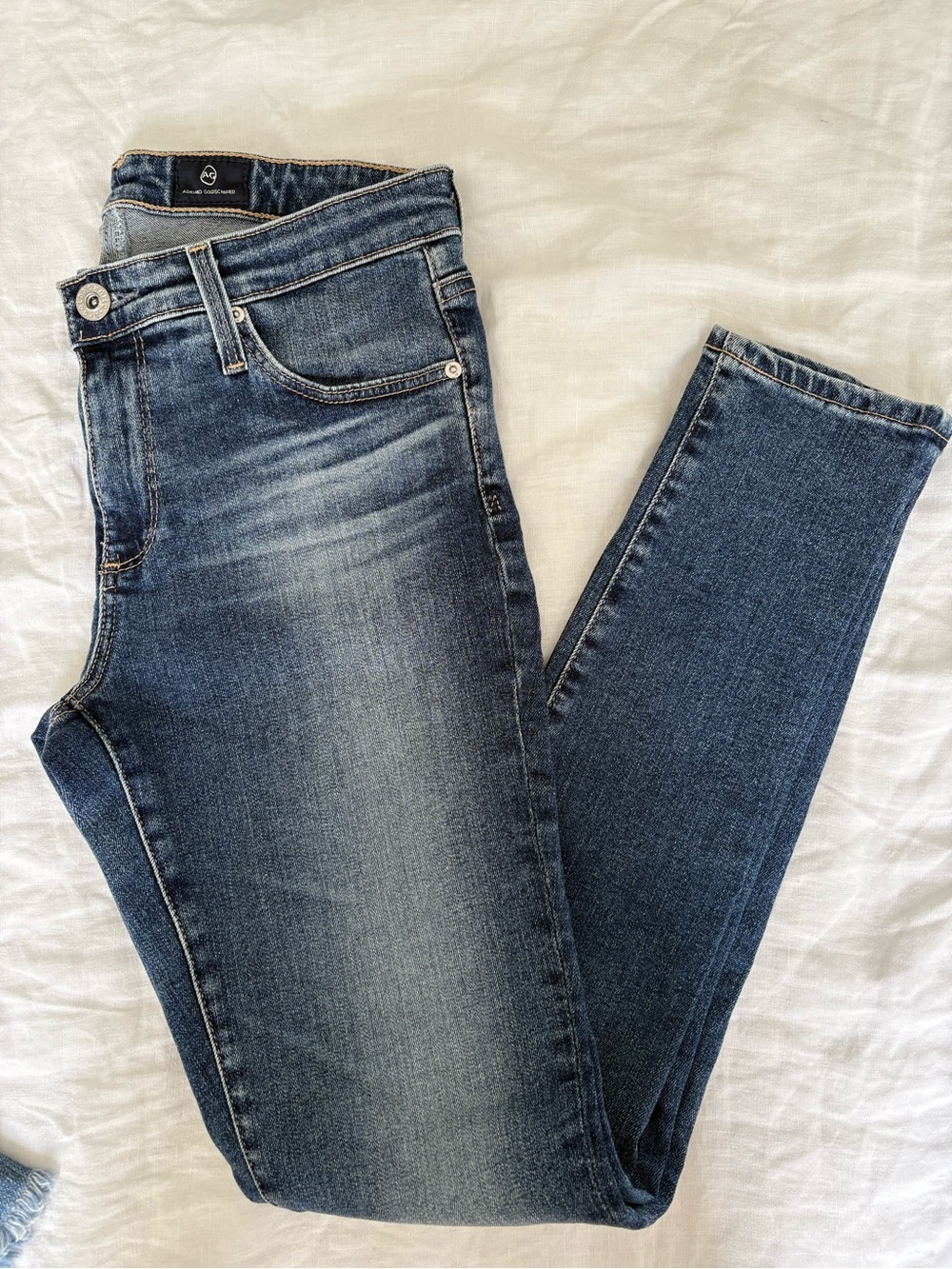 AG Dark Blue Skinny Legging Ankle Denim Jeans size 26R distressed washed